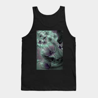 LARGE PASTEL ART DECO ABSTRACT FERNS FLOWERS AND TRIFFIDS Tank Top